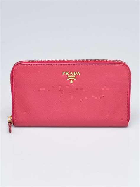 Prada Peonia Saffiano Metal Leather Zip Wallet 1M0506 